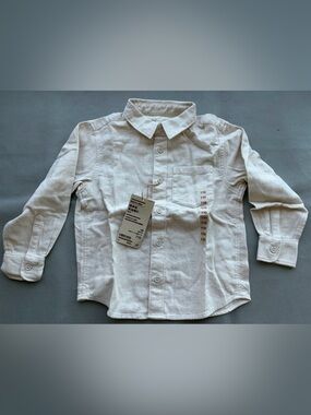 Muji Kids 100% cotton cream button-down shirt